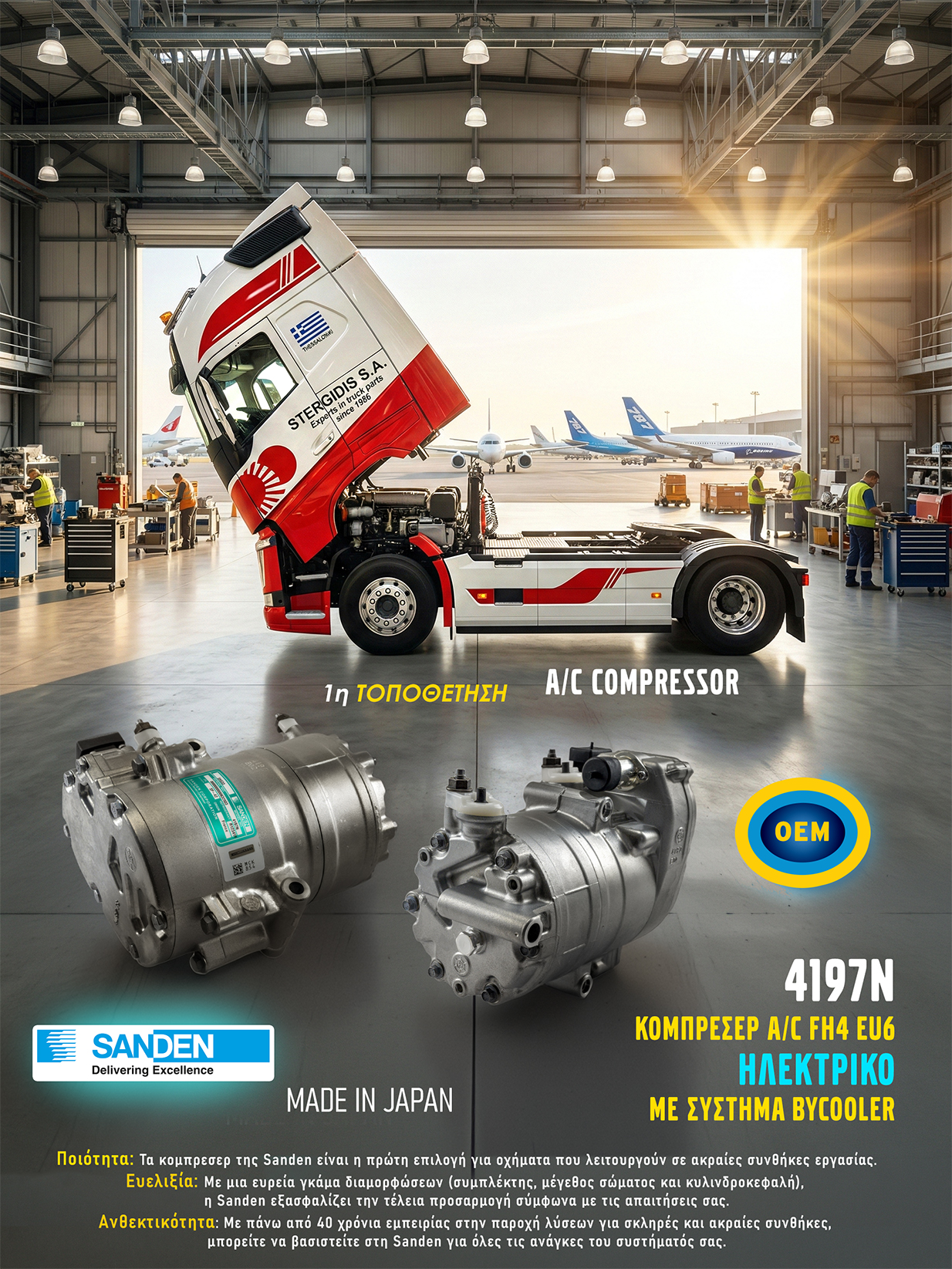 OEM κομπρεσέρ A/C Sanden - made in Japan